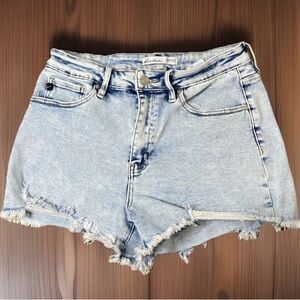 KANCAN Size 11/29 Medium Wash Denim Cut Off Shorts Distressed High Rise